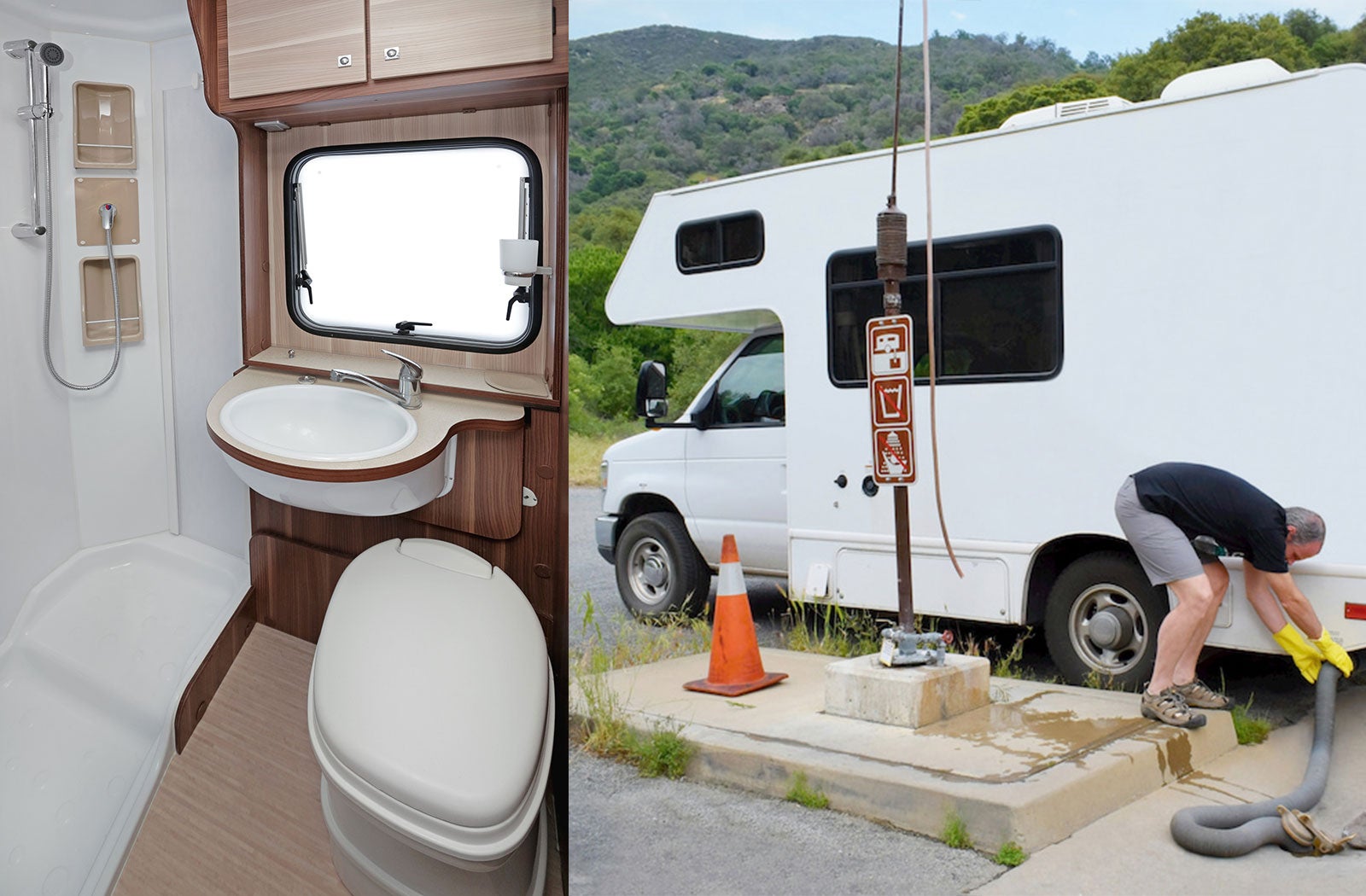 Portable RV/camper toilet and holding tank setup in Festus, Missouri